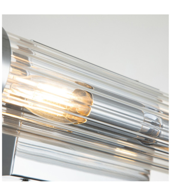 Wall light Bathroom Kichler Steel, transparent fluted glass Polished chrome