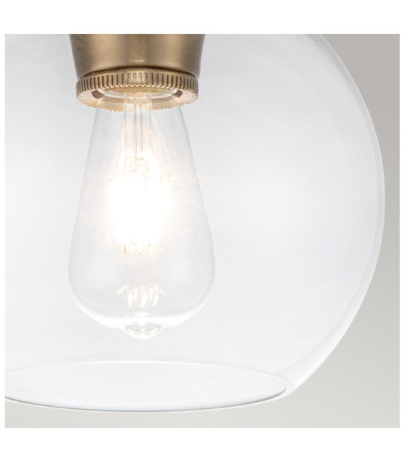 Plafonnier Feiss Verre transparent,acier Laiton bruni