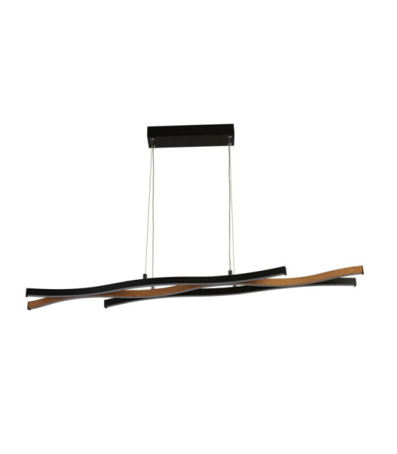 Bloom LED-Pendelleuchte, Weichstahl, Holzoptik, Sandschwarz