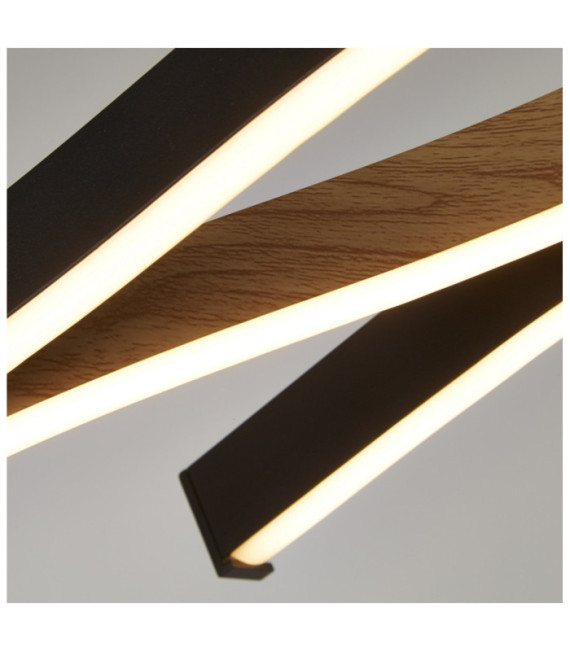 Suspension LED Bloom Acier doux Effet Bois, Noir Sable