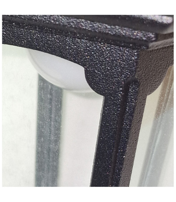 Lámpara colgante de exterior Parish Vidrio transparente, aluminio fundido Negro