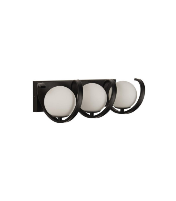 Lámpara de pared Twister Vidrio, acero dulce Negro mate, blanco ópalo mate