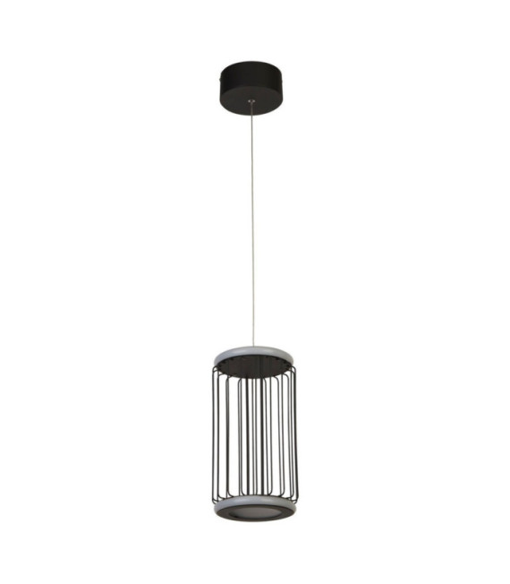 Lámpara colgante LED Circolo Aluminio, acero dulce Blanco, arena negra