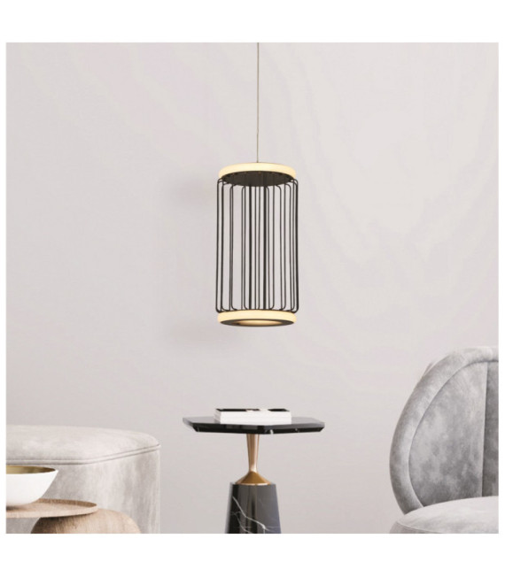 Suspension LED Circolo Aluminium,acier doux Blanc, sable noir