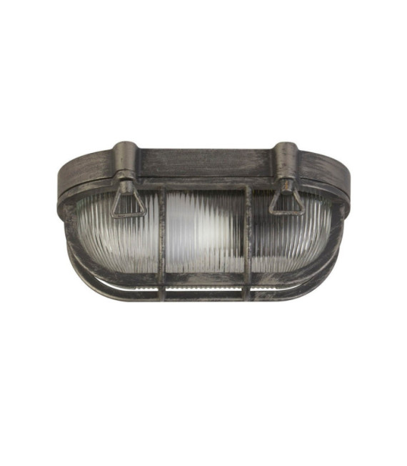 Bulkhead-Stehleuchte für den Außenbereich, Aluminium, Schwarz, Silber, Klar