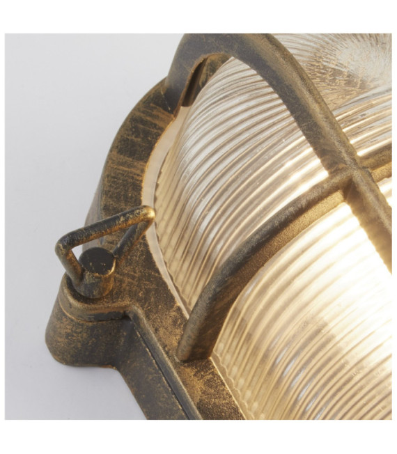 Bulkhead Stehleuchte für den Außenbereich, klares Aluminium, Schwarzgold