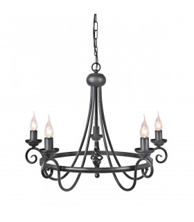 Lampada a sospensione Harlech, bronzo scuro, 5 lampadine