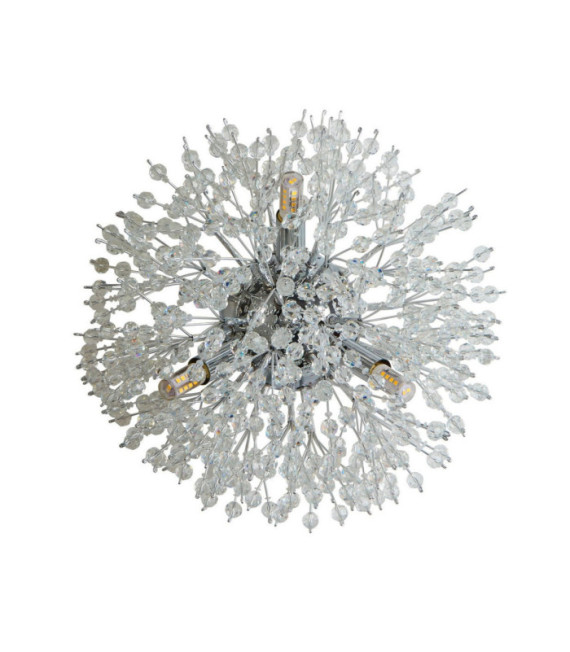 Lampada da parete Sunburst Acciaio dolce, vetro trasparente, cromo