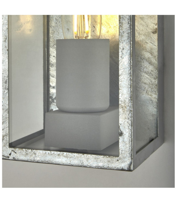 Aplique exterior Box Acero dulce Plata, Transparente