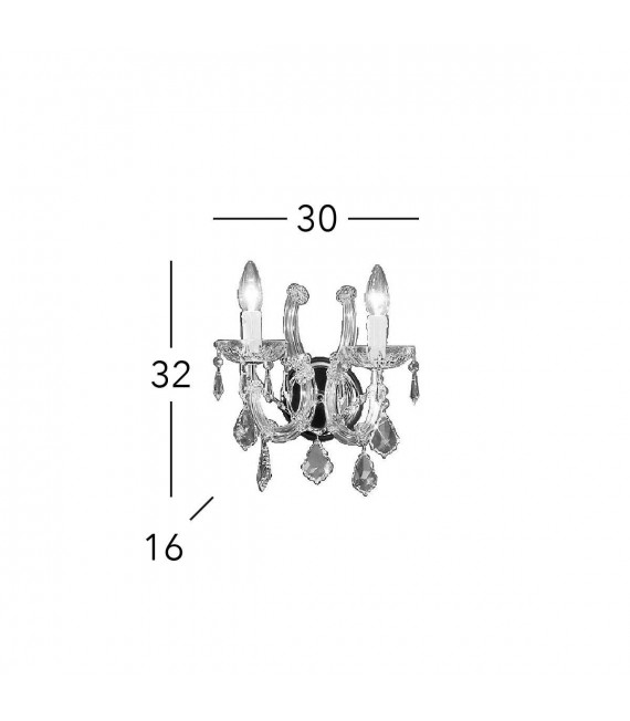 Aplique de cristal MARIA LOUISE 24 quilates Oro 2 bombillas