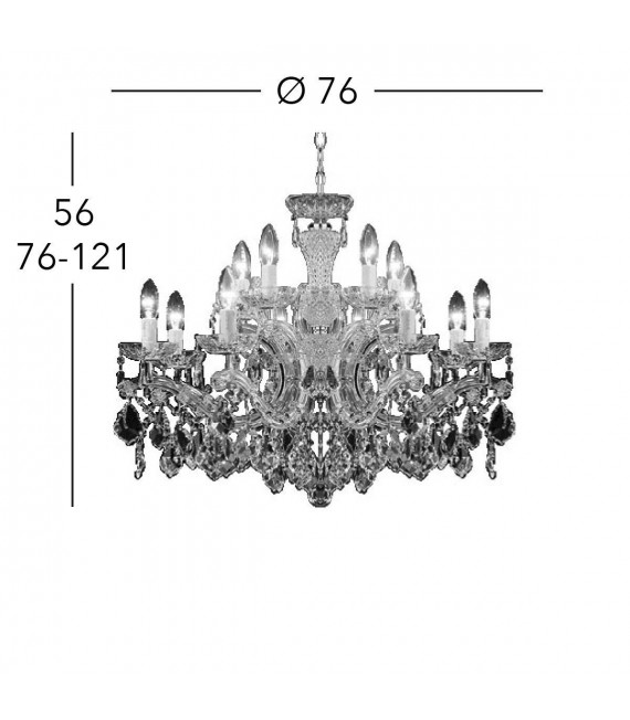 Candelabro de cristal MARIA LOUISE Oro de 24 quilates 12 bombillas