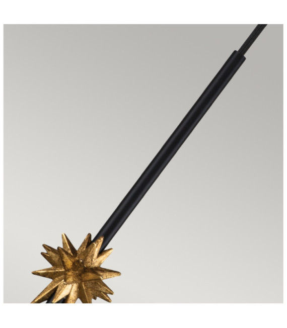 Colgante Estrella Resina, Acero Negro mate, pan de oro