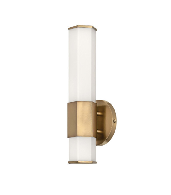 Wall light Bathroom Hinkley Steel, opal frosted glass Brass Heritage