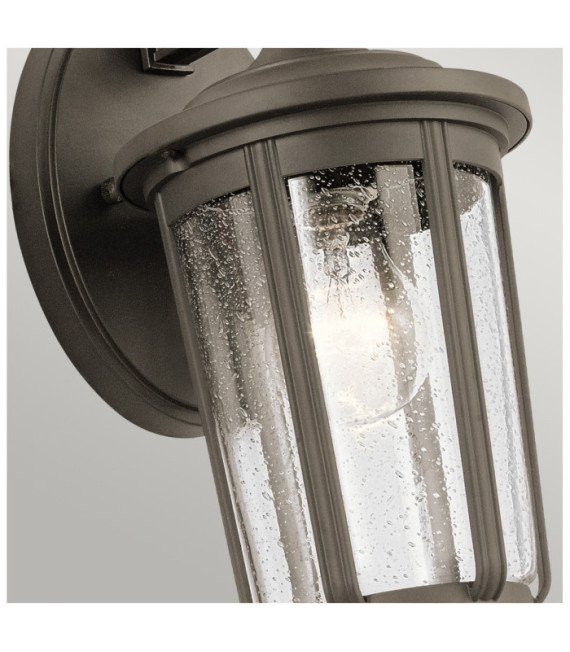 Lampada da parete per esterni Kichler Alluminio, vetro granulato trasparente Bronzo antico