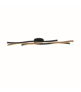 Plafonnier LED Bloom Acier doux Effet Bois, Noir Sable