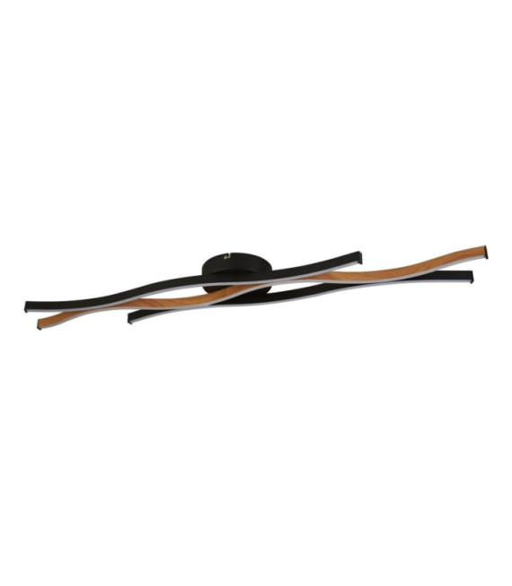 Lámpara de techo LED Bloom de acero dulce efecto madera, negro arena