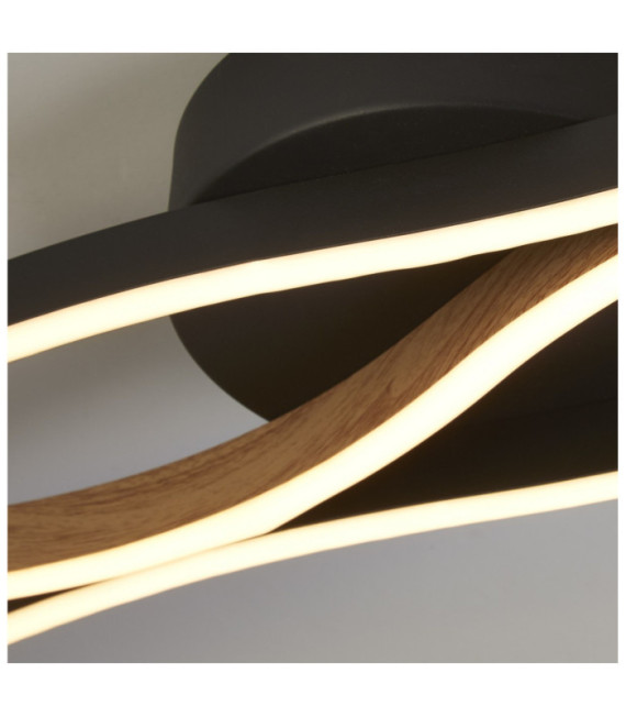 Bloom LED Ceiling Light Mild Steel Wood Effect, Sand Black