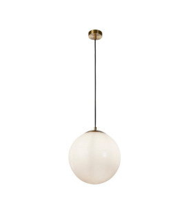 Atom Pendelleuchte Weichstahl, Glas Messing