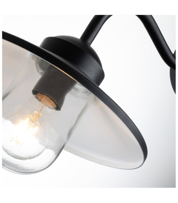 Lampada da parete per esterni Klampenborg Vetro trasparente, acciaio inossidabile 304 Nero