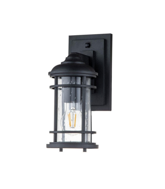 Feiss aplique exterior Aluminio, acero, cristal granulado transparente Negro estructurado