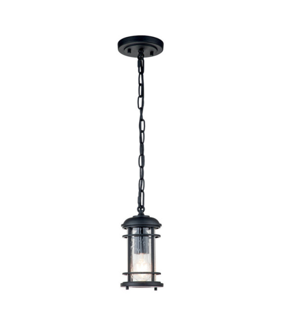Feiss exterior pendant light Aluminum, steel, transparent grained glass Textured black