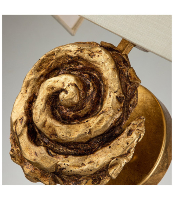 Swirl wall light Linen lampshade, steel, gold leaf resin