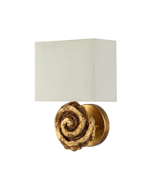Swirl wall light Linen lampshade, steel, gold leaf resin
