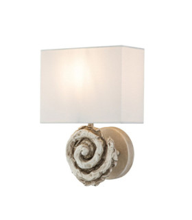 Lampada da parete Swirl. Paralume in lino, acciaio, resina bianco osso
