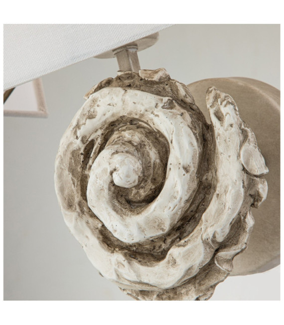 Wandleuchte Swirl. Lampenschirm aus Leinen, Stahl und knochenweißem Harz