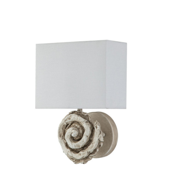 Wandleuchte Swirl. Lampenschirm aus Leinen, Stahl und knochenweißem Harz
