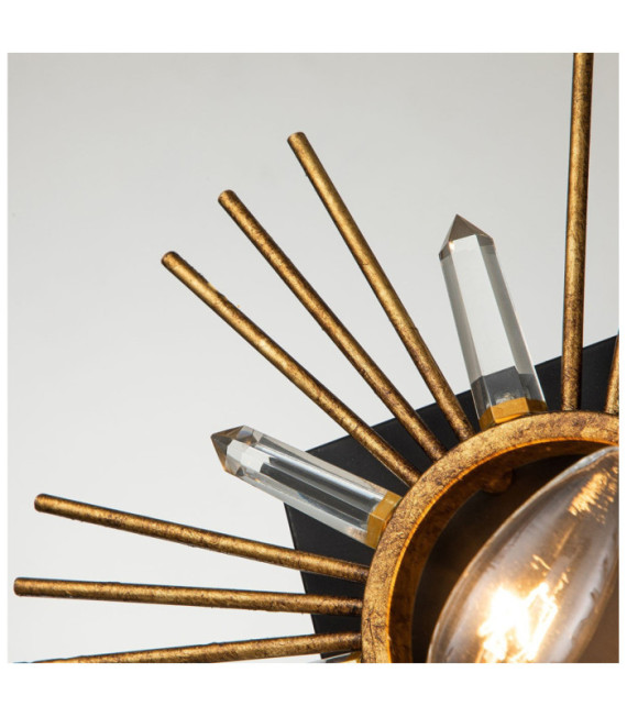 Sun wall light Steel, K9 cut glass Gold leaf