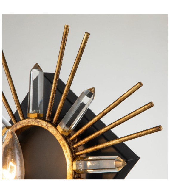 Sun Wandleuchte Stahl, K9 geschliffenes Glas Blattgold