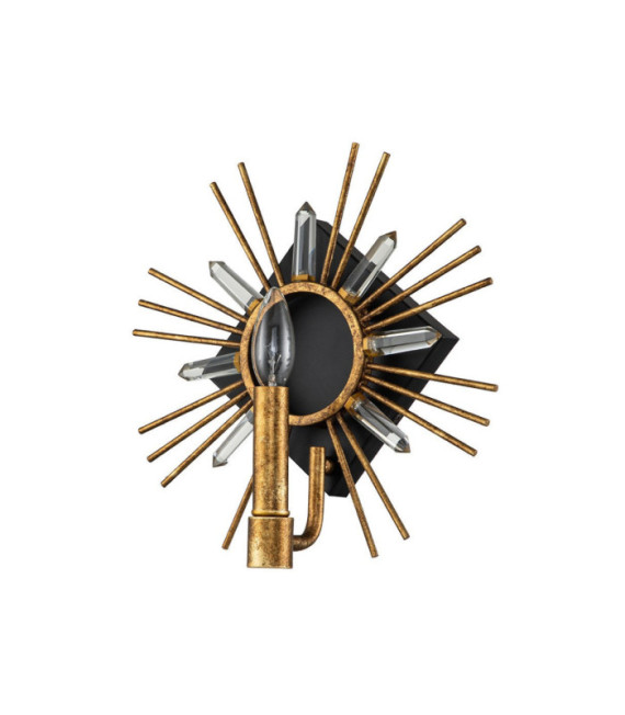 Sun wall light Steel, K9 cut glass Gold leaf