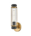 Masthead outdoor wall light Clear glass, black steel, heritage brass