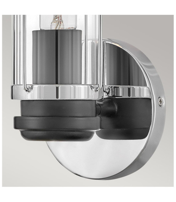 Masthead outdoor wall light Clear glass, Black steel, Polished chrome