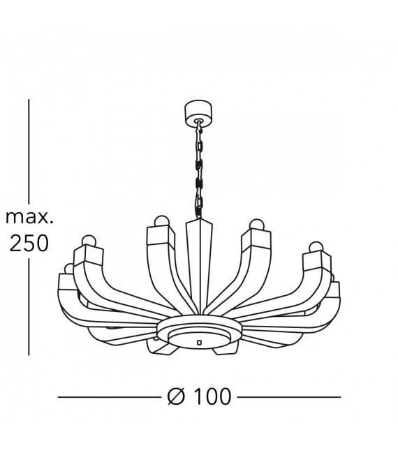 Lampadario design RIVIERA Mahagoni 10 lampadine