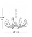Chandelier design RIVIERA Mahagoni 10 ampoules
