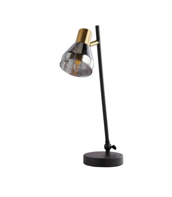 Lampada da tavolo Westminster in acciaio dolce, ottone satinato, fumé, nero