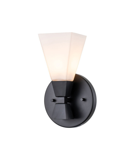 Applique murale Salle de bains Bowtie Verre Opale,Acier Noir mat