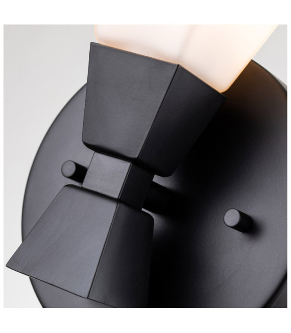 Applique murale Salle de bains Bowtie Verre Opale,Acier Noir mat