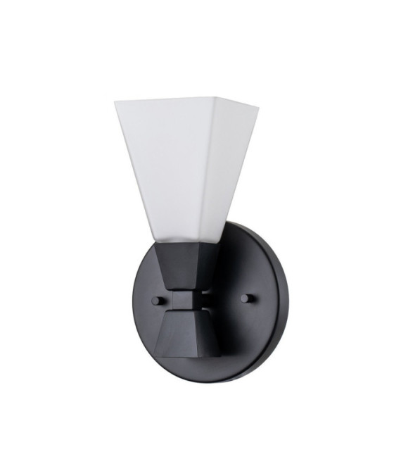 Lampada da parete per bagno Bowtie in vetro opale, acciaio nero opaco
