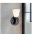 Bowtie Bathroom Wall Light Opal Glass, Matte Black Steel