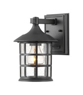 Hinkley Outdoor Wall Light Clear Seeded Glass, Weather Resistant Composite, Textured Black