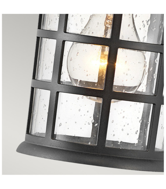Hinkley Outdoor Wall Light Clear Seeded Glass, Weather Resistant Composite, Textured Black