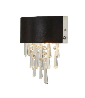 Glamor Crystal wall light, mild steel, acrylic, black fabric, chrome