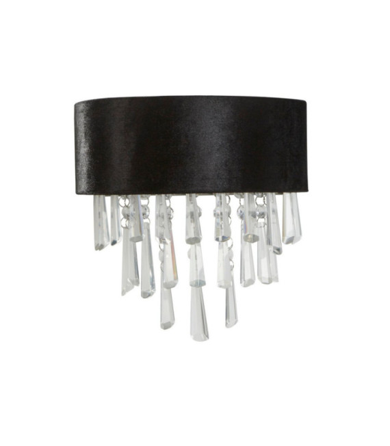 Glamour Crystal Wandleuchte, Weichstahl, Acryl, schwarzer Stoff, Chrom