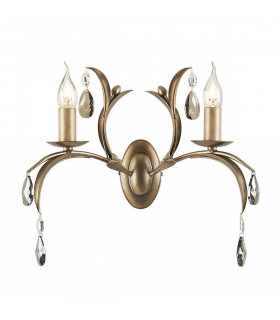 Lámpara de pared Harlech, bronce oscuro, 2 bombillas