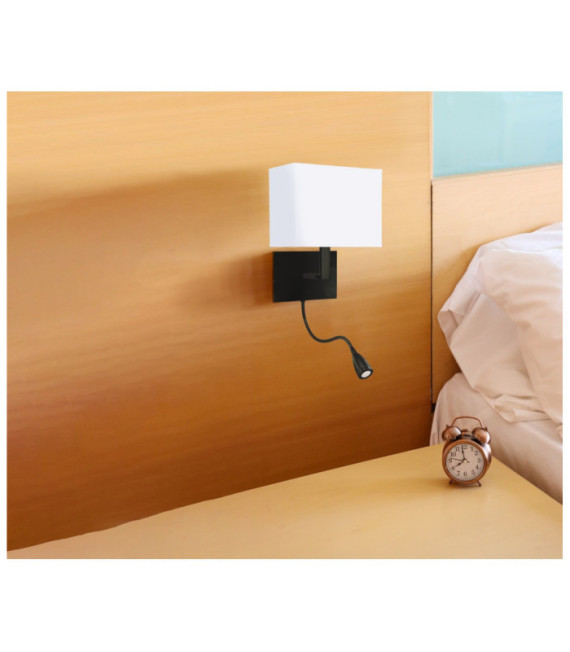 Hotel wall light Fabric, mild steel Black