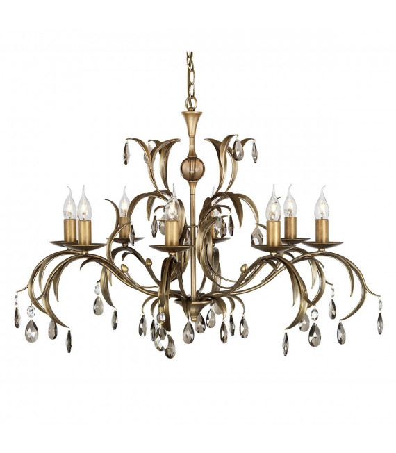 Suspension Lily, bronze antique et verre, 5 ampoules