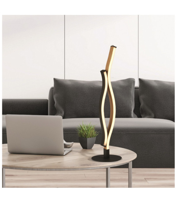 Lampada da tavolo Bloom LED in acciaio dolce effetto legno, nero sabbia